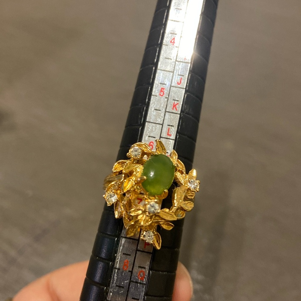 Vintage Gold Plated Jade Leaf Ring